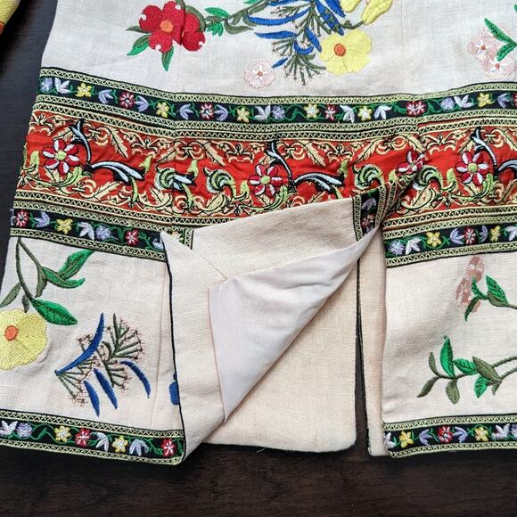 Alice + Olivia Jerri Embroidered Linen Jacket Size 4 - Picture 15 of 16